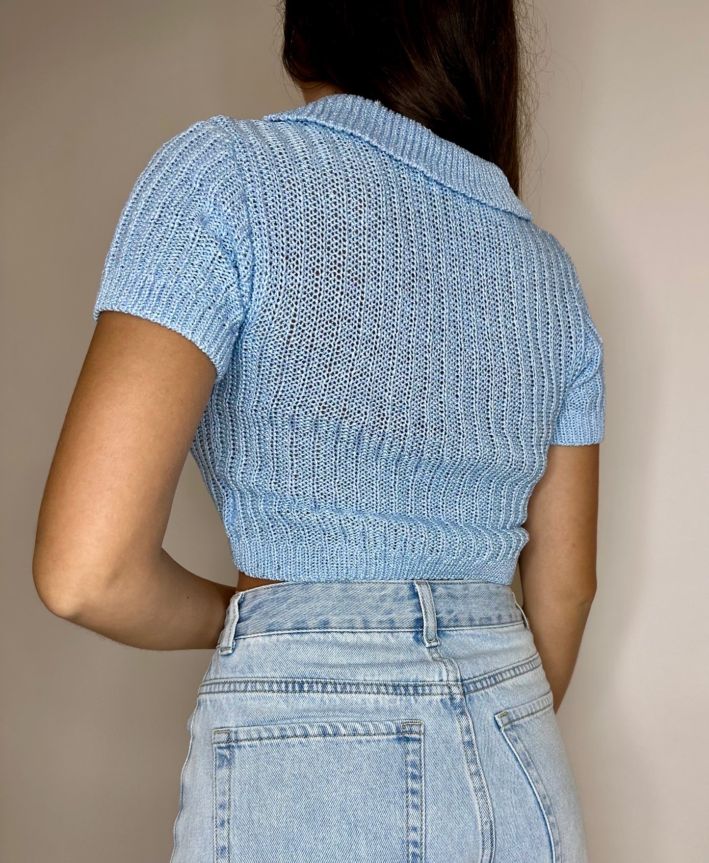 BLUE CROCHET TOP